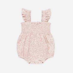 Quincy Mae Smocked pink blossom romper 12/18